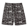 Black And White Rock And Roll Print Men's Swim Trunks