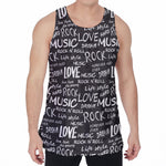 Black And White Rock And Roll Print Men's Velvet Tank Top