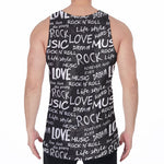Black And White Rock And Roll Print Men's Velvet Tank Top
