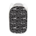 Black And White Rock And Roll Print Mesh Laundry Hamper