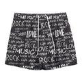 Black And White Rock And Roll Print Mesh Shorts