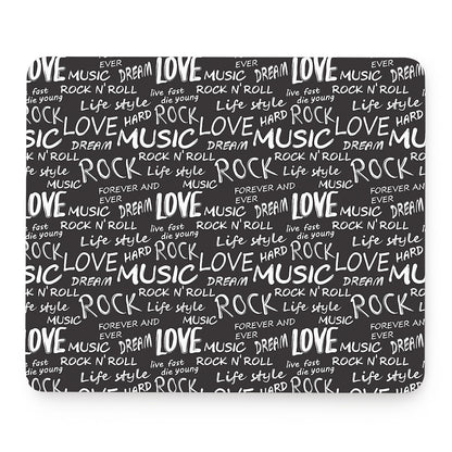 Black And White Rock And Roll Print Mouse Pad