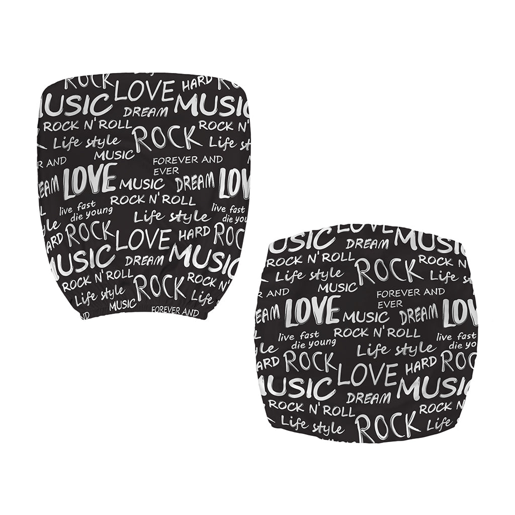 Black And White Rock And Roll Print Office Chair Cover