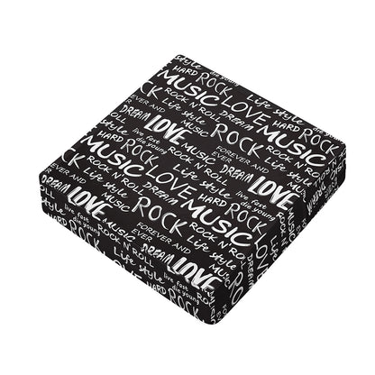 Black And White Rock And Roll Print Outdoor Seat Cushion Cover