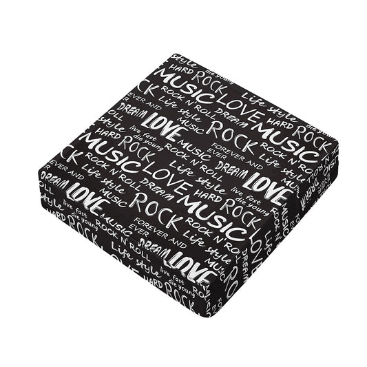 Black And White Rock And Roll Print Outdoor Seat Cushion Cover