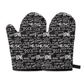 Black And White Rock And Roll Print Oven Mitts