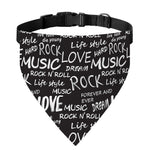 Black And White Rock And Roll Print Over The Collar Dog Bandana