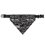 Black And White Rock And Roll Print Over The Collar Dog Bandana