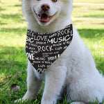Black And White Rock And Roll Print Over The Collar Dog Bandana