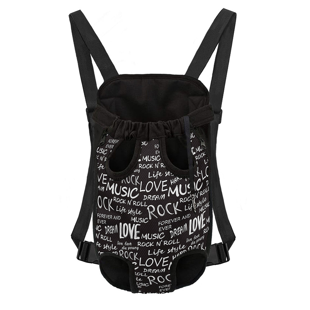 Black And White Rock And Roll Print Pet Carrier Backpack