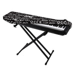 Black And White Rock And Roll Print Piano Keyboard Cover