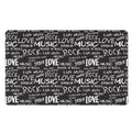 Black And White Rock And Roll Print Polyester Doormat