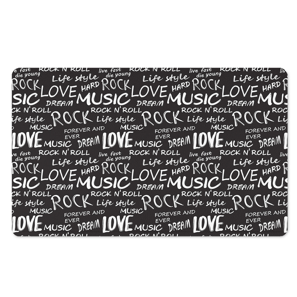 Black And White Rock And Roll Print Polyester Doormat