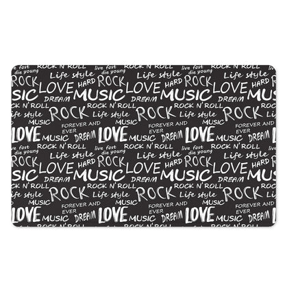 Black And White Rock And Roll Print Polyester Doormat