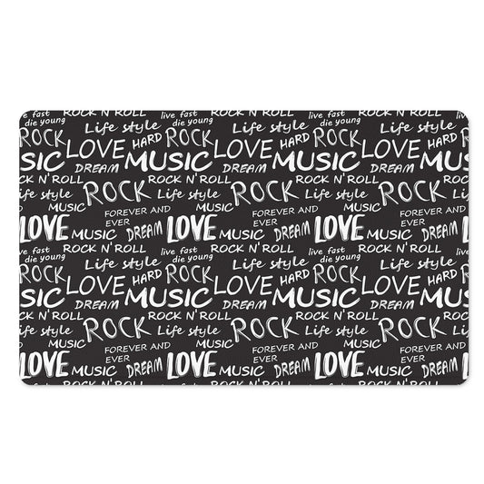 Black And White Rock And Roll Print Polyester Doormat
