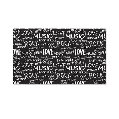 Black And White Rock And Roll Print Polyester Flag