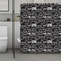 Black And White Rock And Roll Print Polyester Shower Curtain