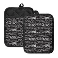 Black And White Rock And Roll Print Pot Holders With Pocket