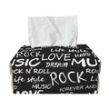 Black And White Rock And Roll Print Rectangle Tissue Box Cover