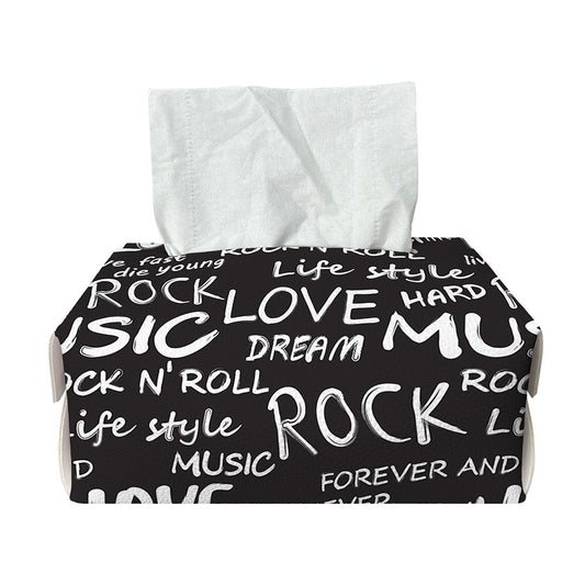 Black And White Rock And Roll Print Rectangle Tissue Box Cover