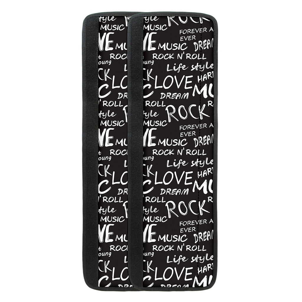 Black And White Rock And Roll Print Refrigerator Handle Covers