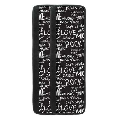 Black And White Rock And Roll Print Refrigerator Handle Covers