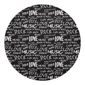 Black And White Rock And Roll Print Round Blanket