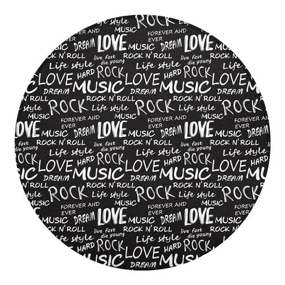 Black And White Rock And Roll Print Round Blanket