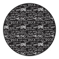 Black And White Rock And Roll Print Round Floor Mat