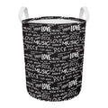 Black And White Rock And Roll Print Round Laundry Basket