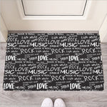 Black And White Rock And Roll Print Rubber Doormat
