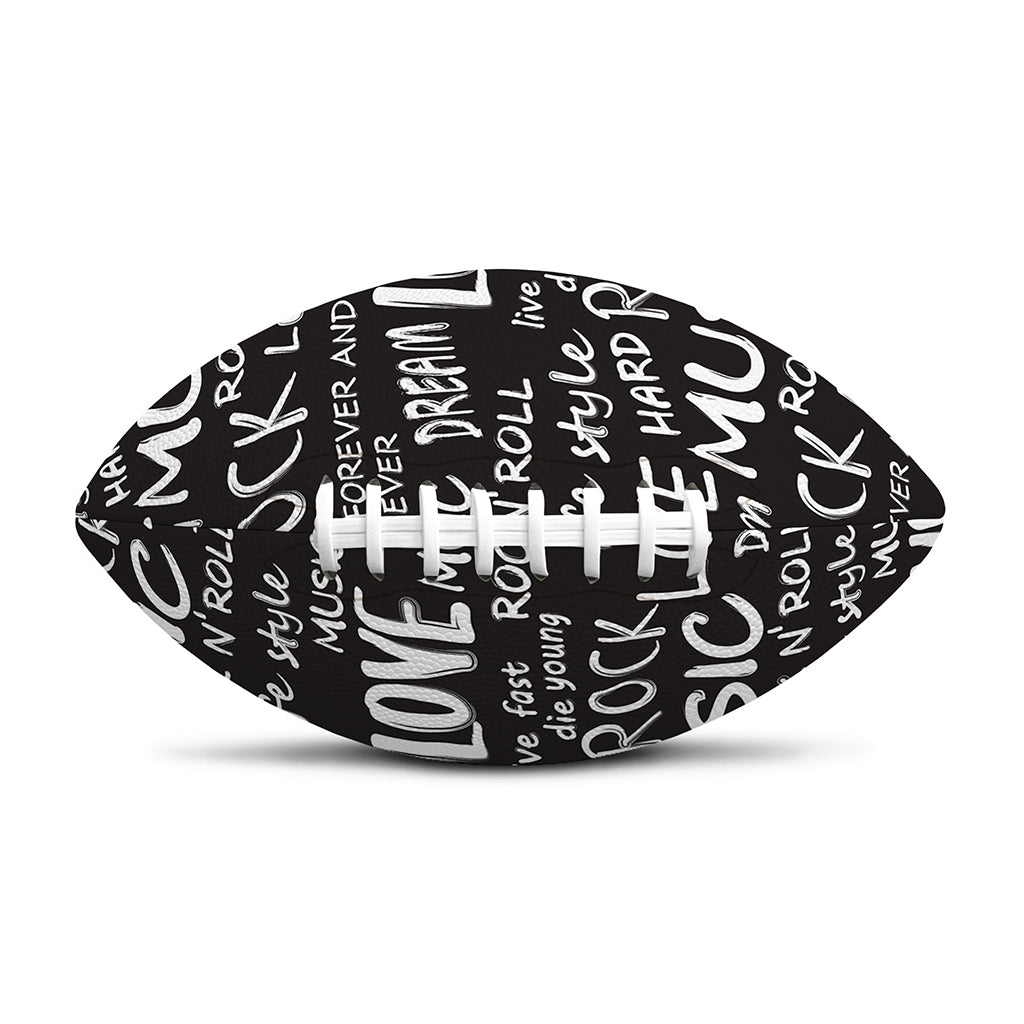 Black And White Rock And Roll Print Rugby Ball
