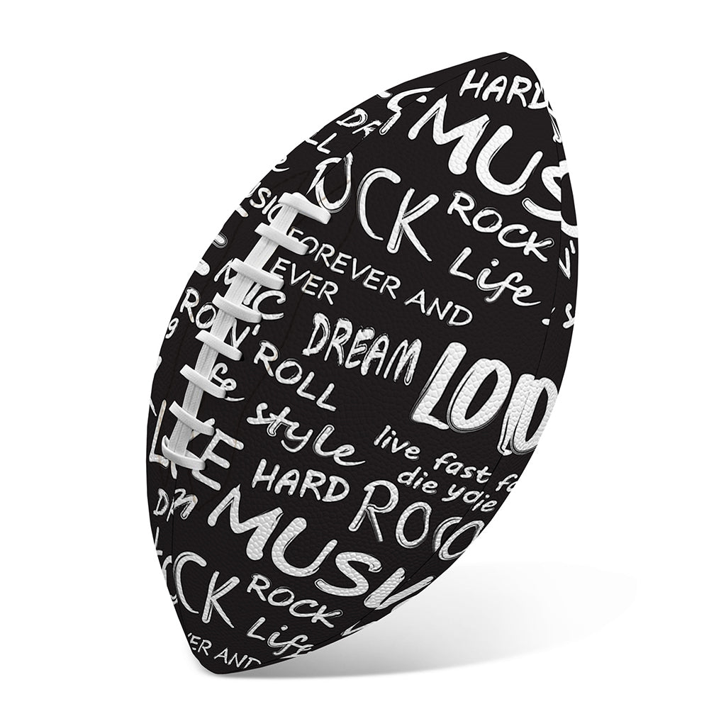 Black And White Rock And Roll Print Rugby Ball