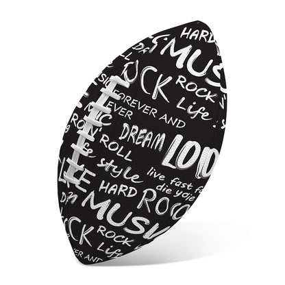 Black And White Rock And Roll Print Rugby Ball