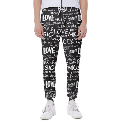 Black And White Rock And Roll Print Scuba Joggers