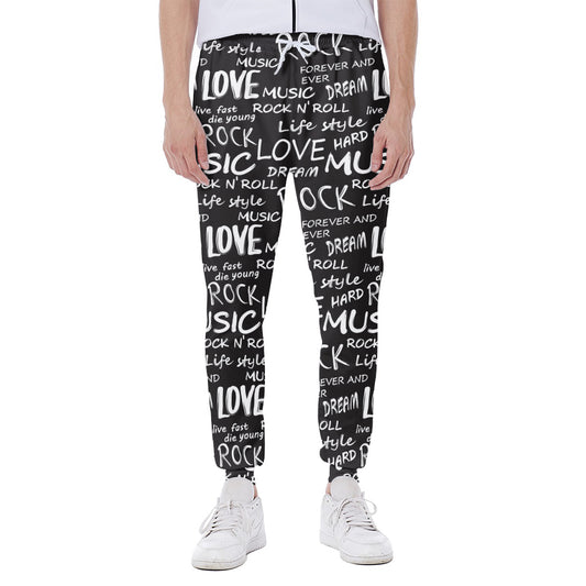 Black And White Rock And Roll Print Scuba Joggers