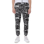 Black And White Rock And Roll Print Scuba Joggers