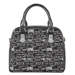 Black And White Rock And Roll Print Shoulder Handbag