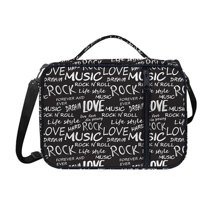Black And White Rock And Roll Print Shoulder Strap Bible Bag