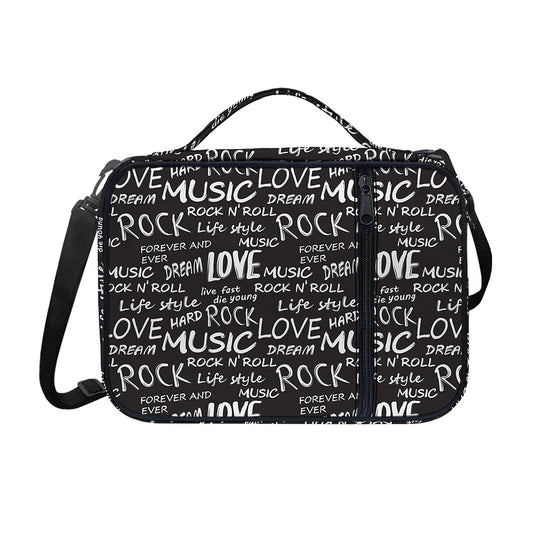 Black And White Rock And Roll Print Shoulder Strap Bible Bag