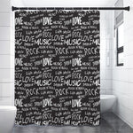 Black And White Rock And Roll Print Shower Curtain