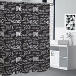 Black And White Rock And Roll Print Shower Curtain