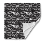Black And White Rock And Roll Print Silk Bandana