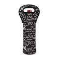 Black And White Rock And Roll Print Single Neoprene Wine Tote