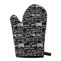 Black And White Rock And Roll Print Single Oven Mitt