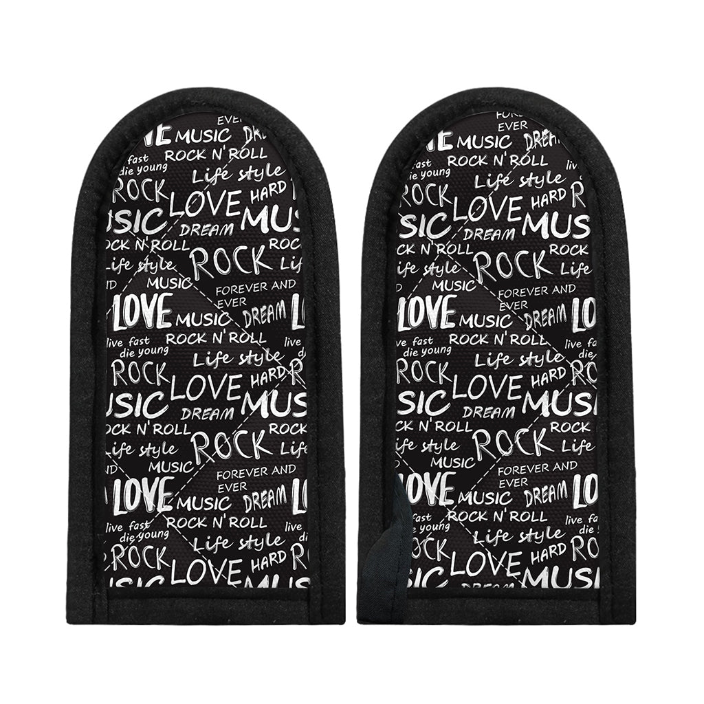 Black And White Rock And Roll Print Skillet Handle Cover