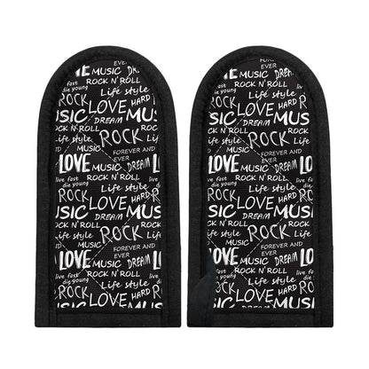 Black And White Rock And Roll Print Skillet Handle Cover