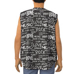 Black And White Rock And Roll Print Sleeveless Baseball Jersey