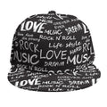 Black And White Rock And Roll Print Snapback Cap