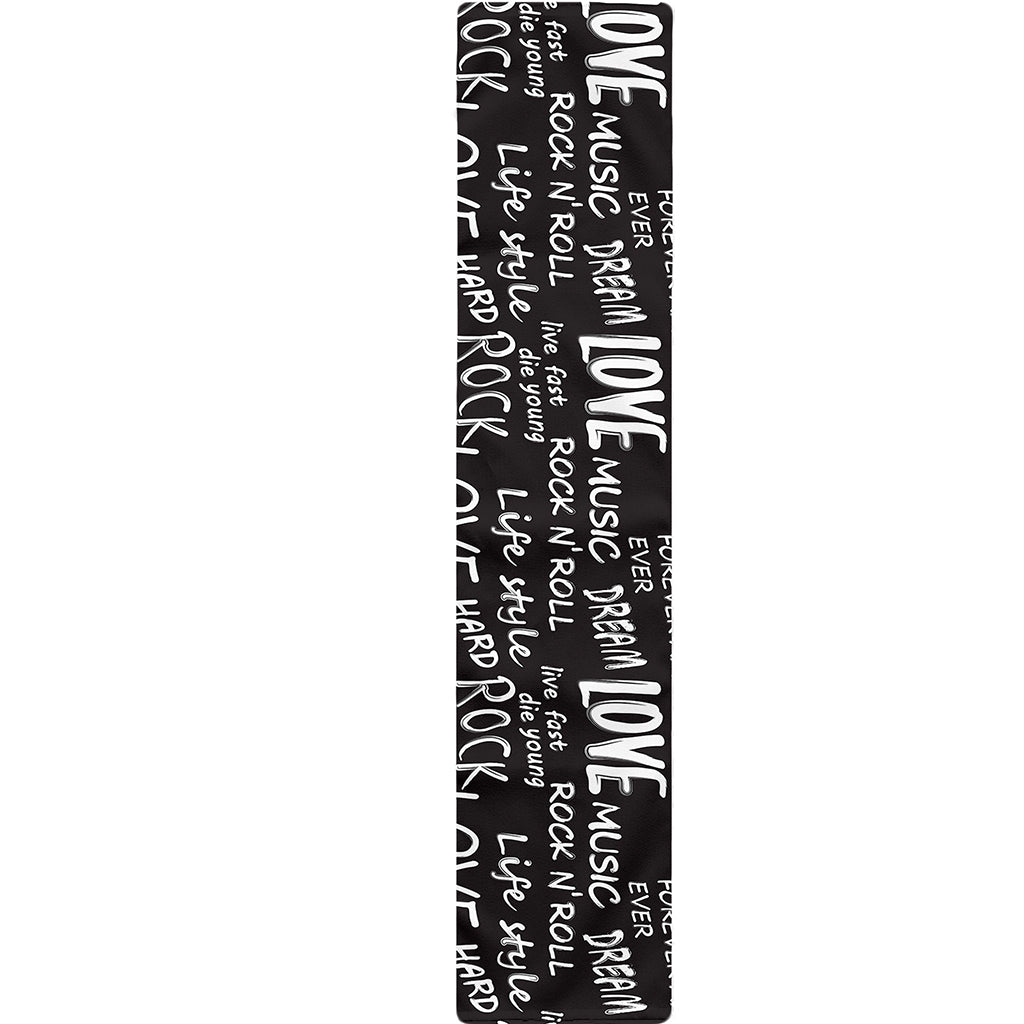 Black And White Rock And Roll Print Table Runner